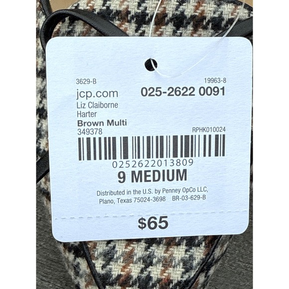 NWT Liz Claiborne Size 9 Harter‎ Heels Brown Multi Houndstooth Check Bow … - Picture 6 of 7